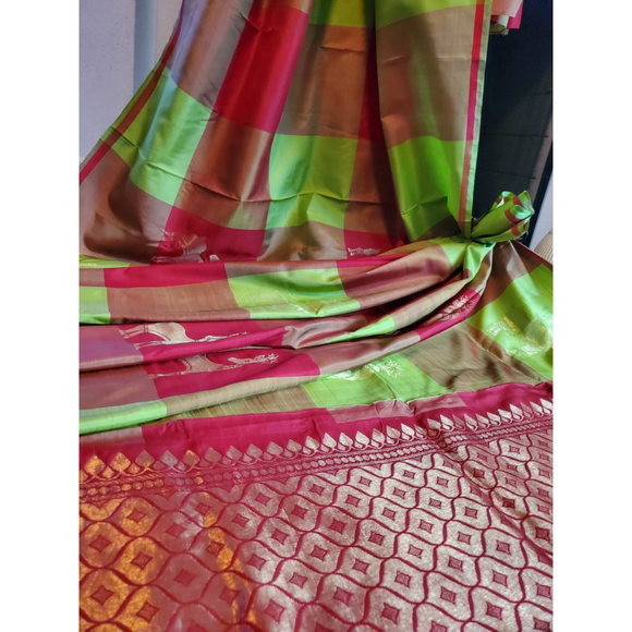 Women Pure Silk Designer Kanjivaram Saree Handloom Party Festive Wedding - Picture 14 of 16